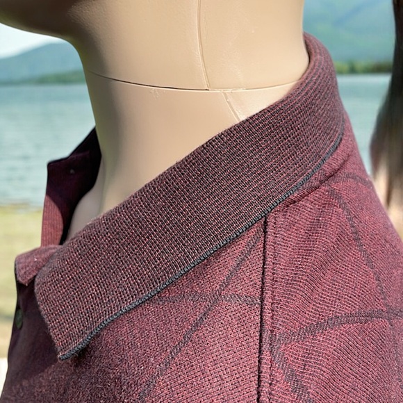 Van Heusen Burgundy Diamond Print Long Sleeve Polo - Picture 7 of 16
